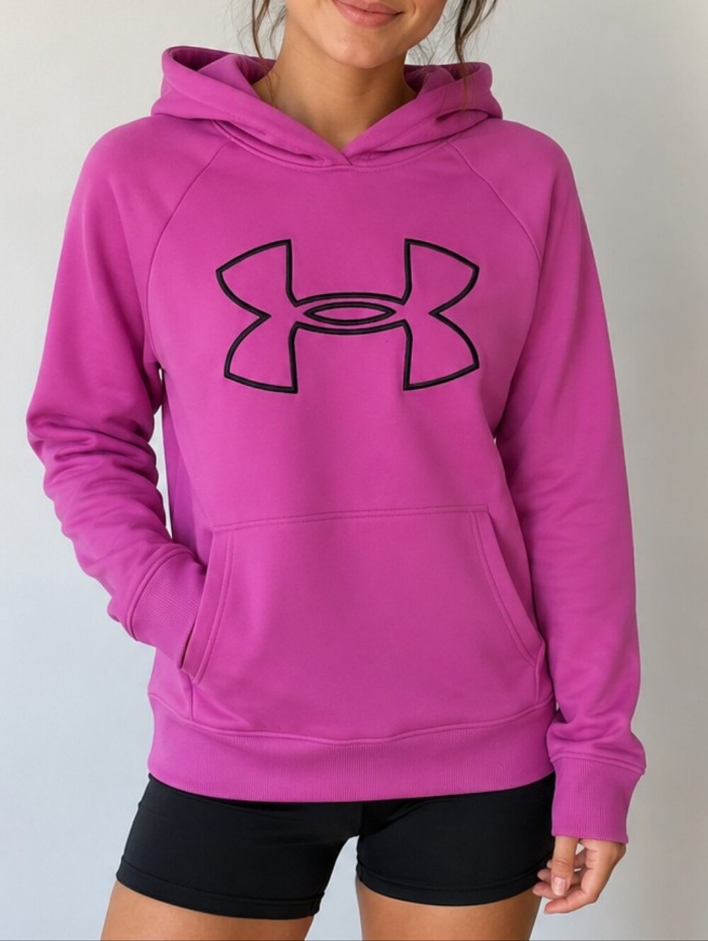 Under Armour Hot Pink Hoodie with Black Logo